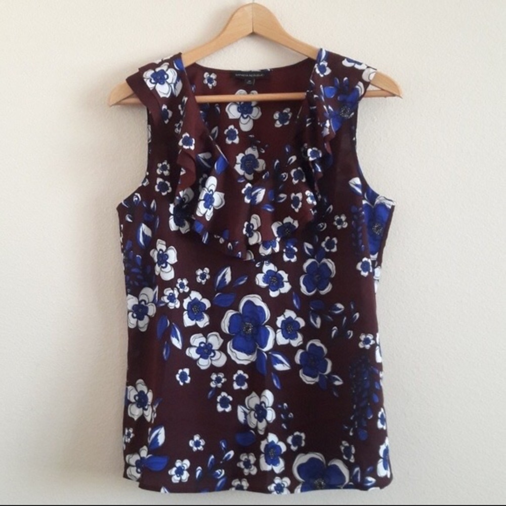 Banana Republix Burgundy Floral Cascade Top